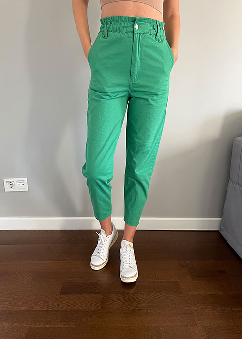 Koton pantalon yüksek bel yeşil ön