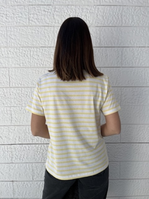 Sarı-Beyaz Çizgili T-Shirt